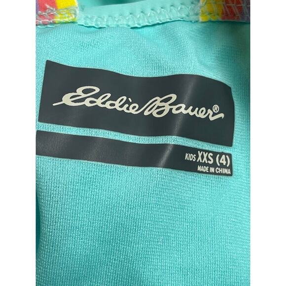 Eddie Bauer Teal 1 Piece Rainbow Straps Swimsuit Girls Toddler Size XXS (4) NWT - Picture 3 of 5